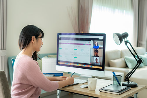 woman on video call