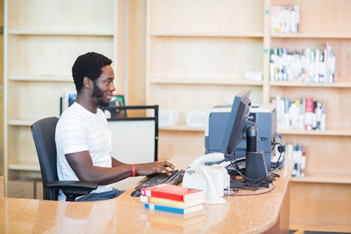 male librarian working